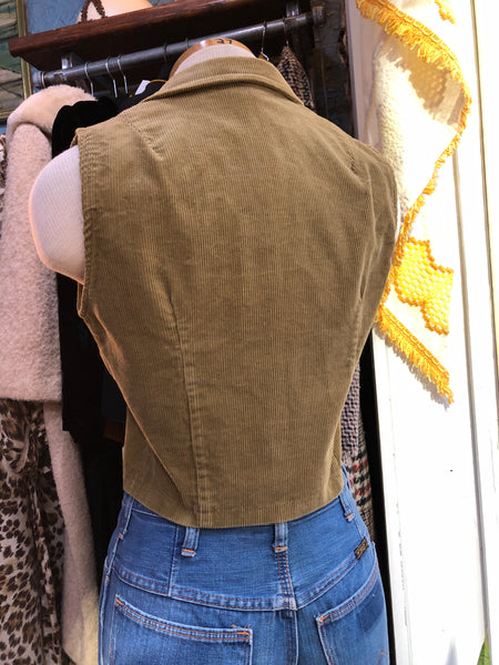 80s Olive Corduroy Vest          M