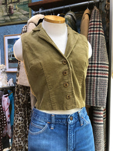 80s Olive Corduroy Vest          M