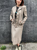 40s Tan/Blue Check Skirt Suit      30w