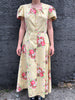 1940s Cotton Floral Puff Sleeve Maxi Dress        W32