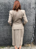 40s Tan/Blue Check Skirt Suit      30w