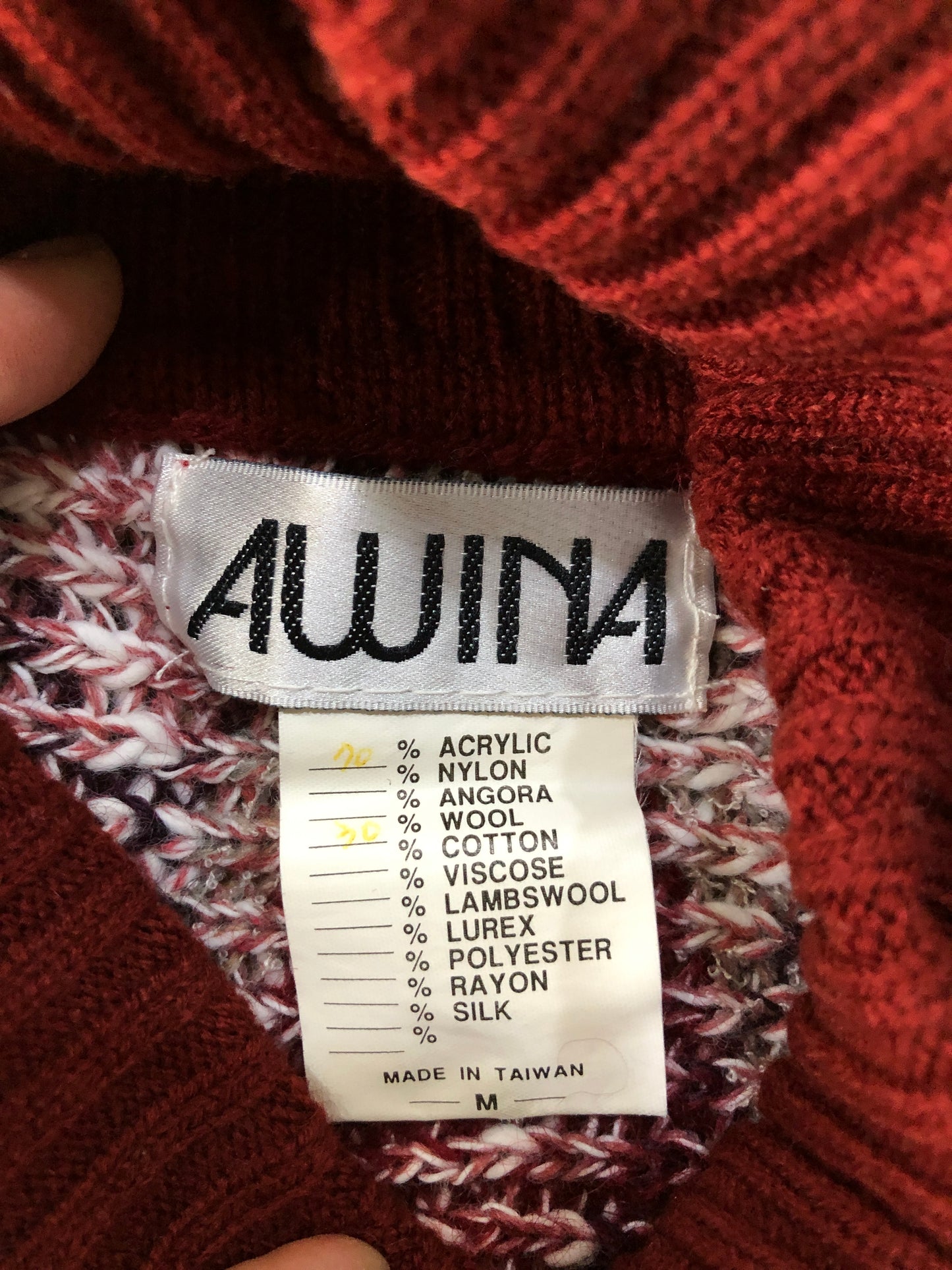 80s AWINA Brick Turtleneck Sweater    M