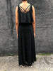 70s Lorch Black Knit & Metallic Maxi Dress  w28-36