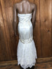 80s Sweetheart Sheath Side Peplum Wedding Dress  w28