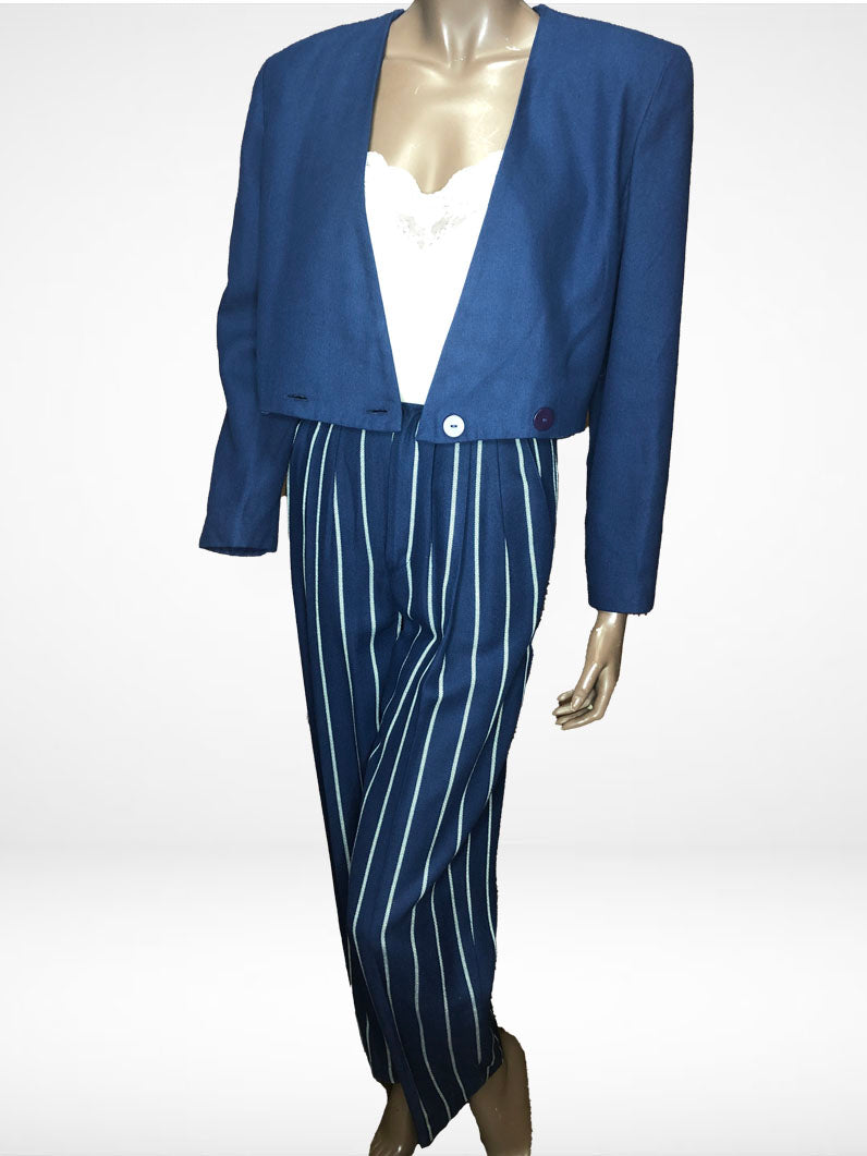 90s Autograph Rayon Pinstripe Pant and Crop Blazer    W26