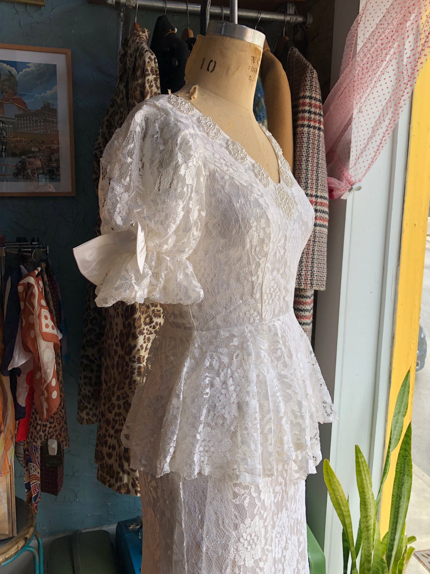 80s IGLWU Mermaid Midi Wedding Dress     W26