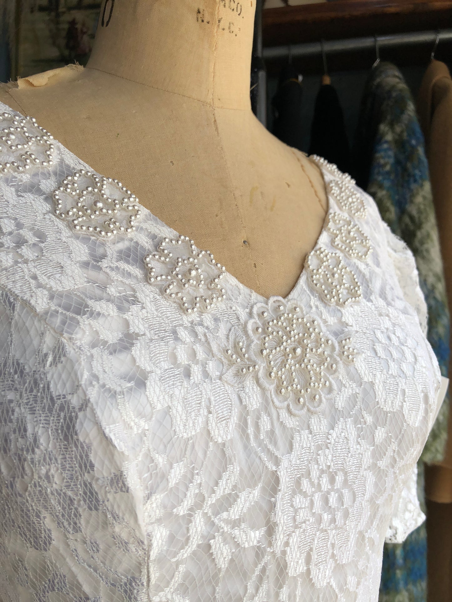 80s IGLWU Mermaid Midi Wedding Dress     W26