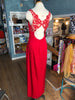90s Red Satin Lace Back Gown     W30