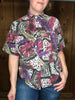 90s Pink/Purp/Wht Tropical Top     M