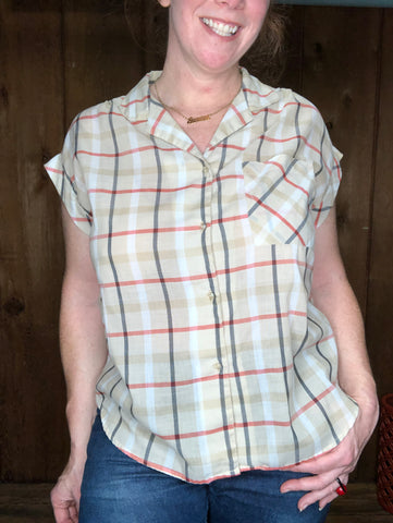 90s Shirt Stop Plaid Top    L