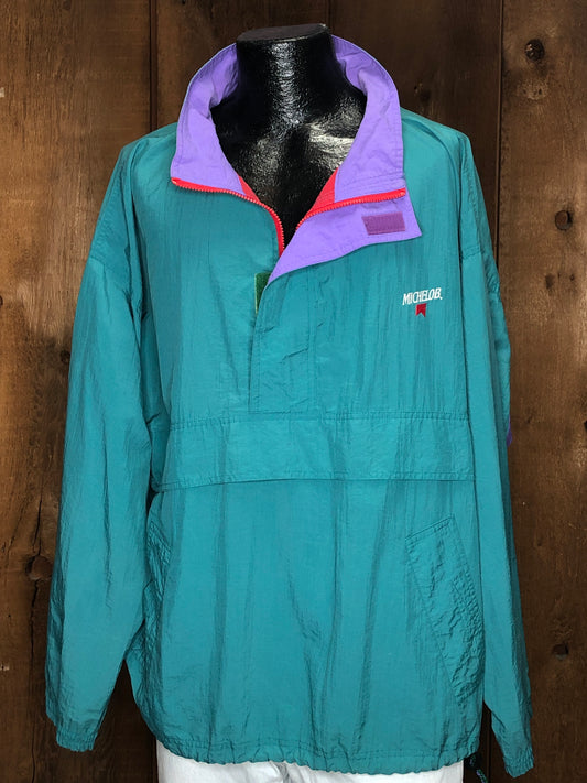 90s Aqua Gear Michelob Windbreaker    L