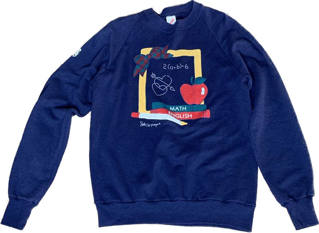 90s Teacher's Chalkboard Navy Sweatshirt     L