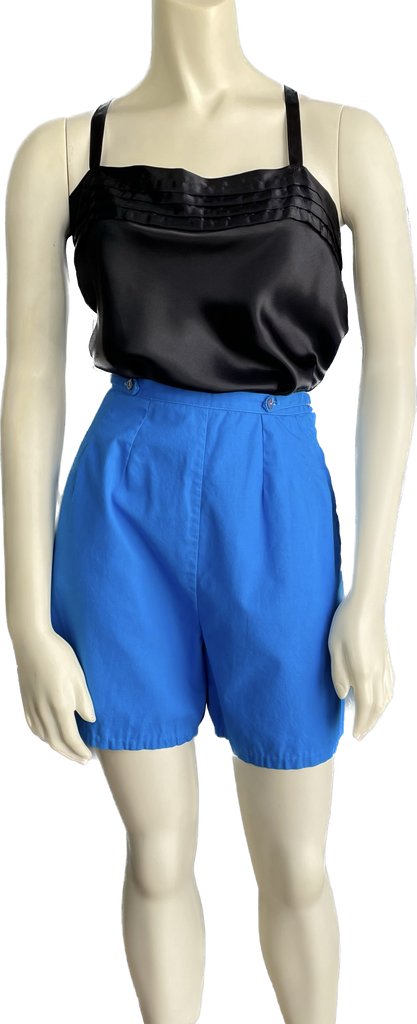 1940s Cerulean Side Zip Cotton Shorts     w27