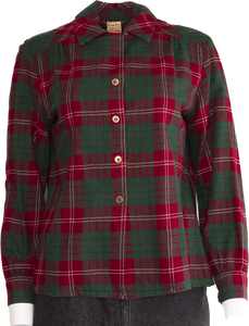 1940s Trimmingham's Red & Green Viyella Flannel Top   S