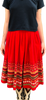1950s Red Corduroy Design Hem Skirt        W27