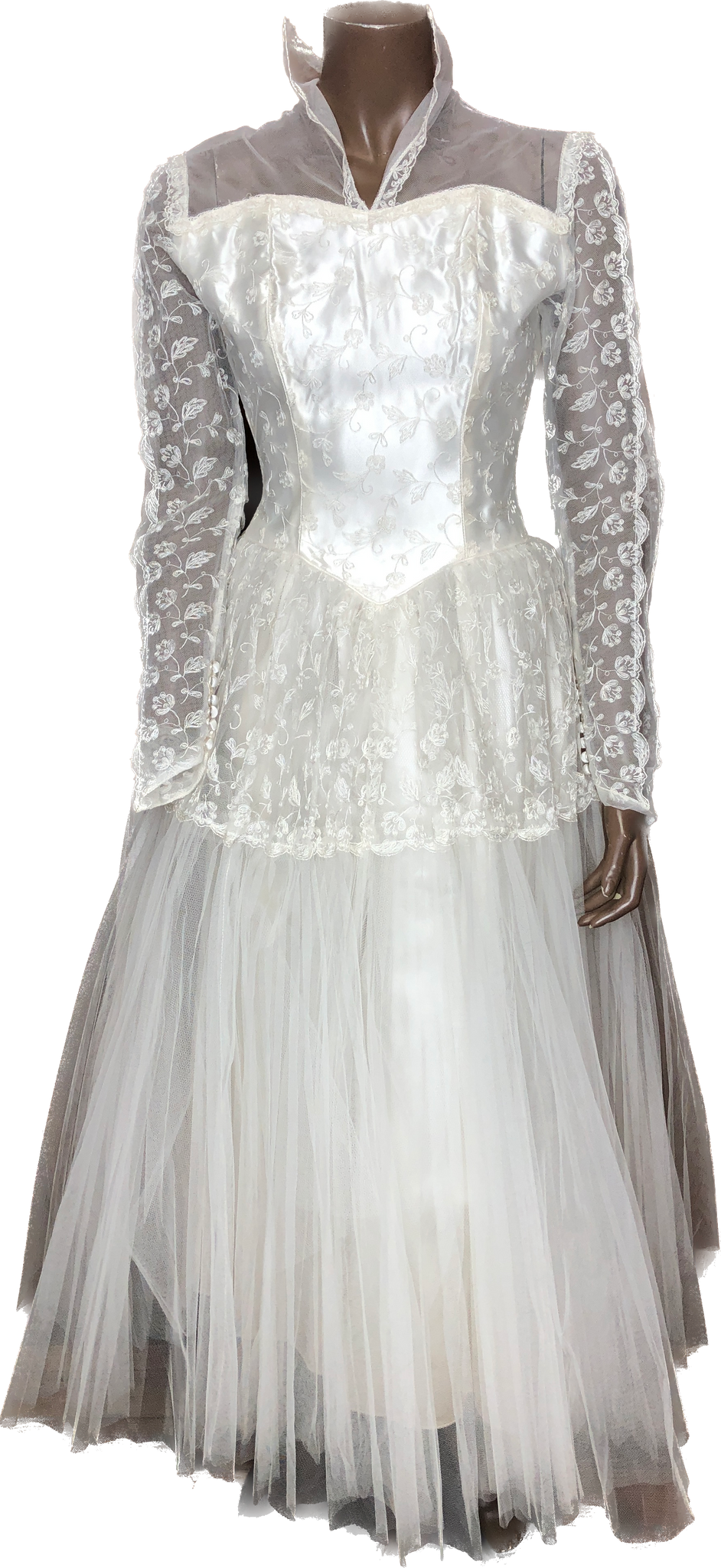 1950s Tulle & Lace Wedding Dress     w24