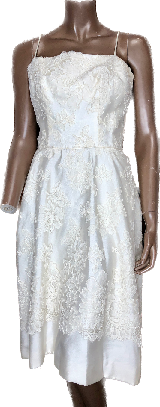 1960s White Lace Strap Wedding/Cocktail Dress     w24