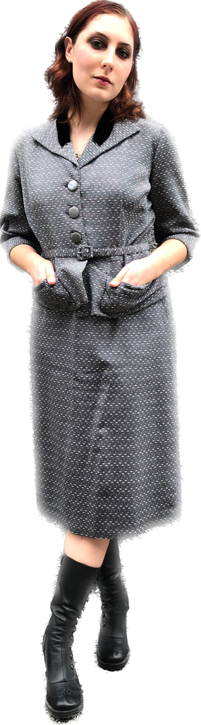 40s Velvet Collar 2Pc Set    W30