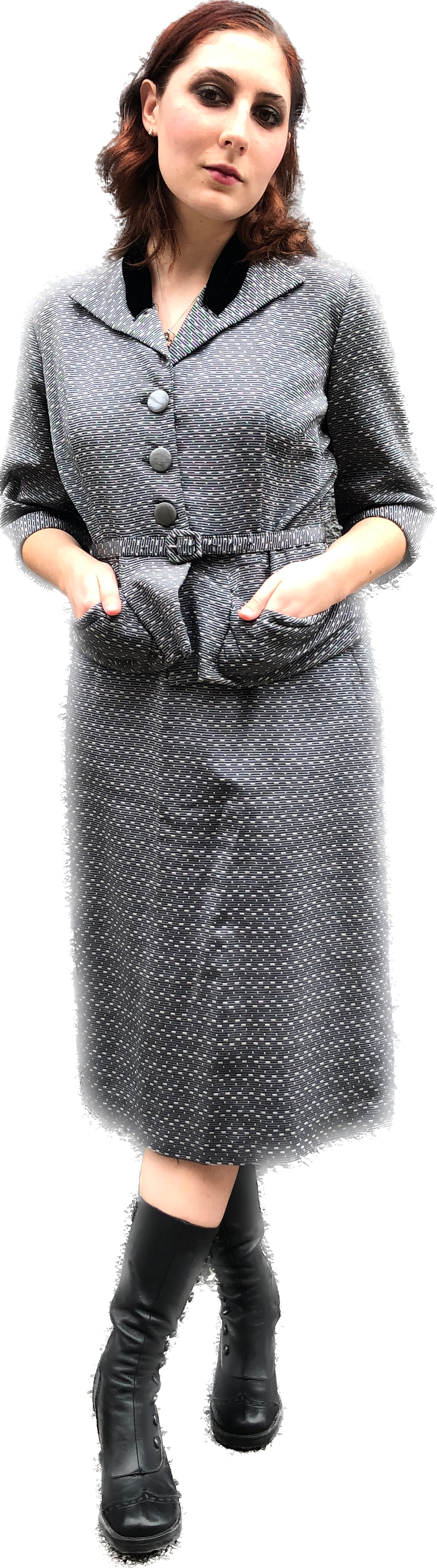 40s Velvet Collar 2Pc Set    W30
