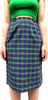 50s Green Plaid Pencil Skirt w/Pocket  w28