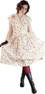 50s Syd Chicago Dots Dress         M