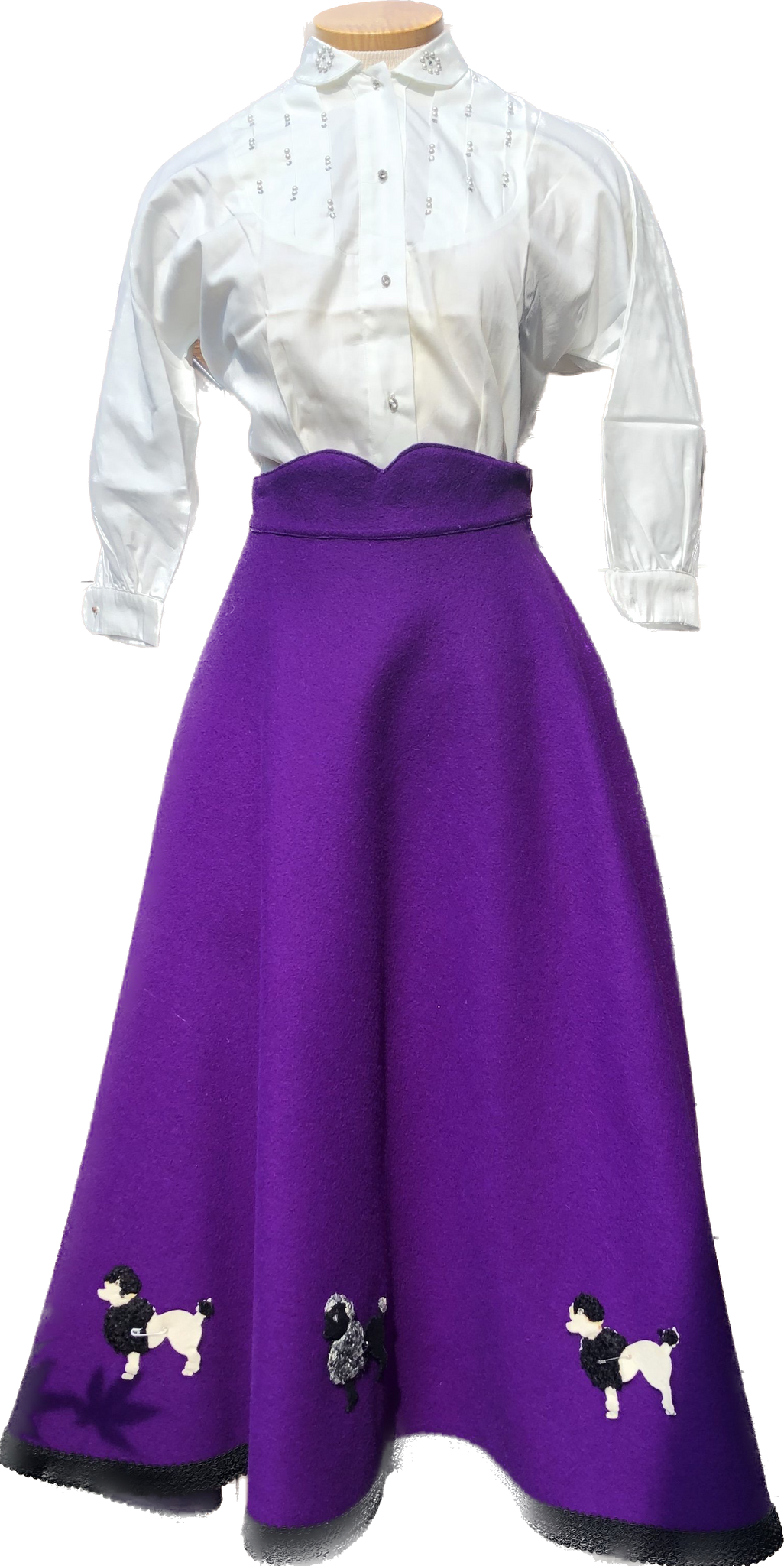 1950s Authentic Poodle Skirt Purple with 8 Mini Poodles     W27”