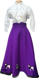 1950s Authentic Poodle Skirt Purple with 8 Mini Poodles     W27”