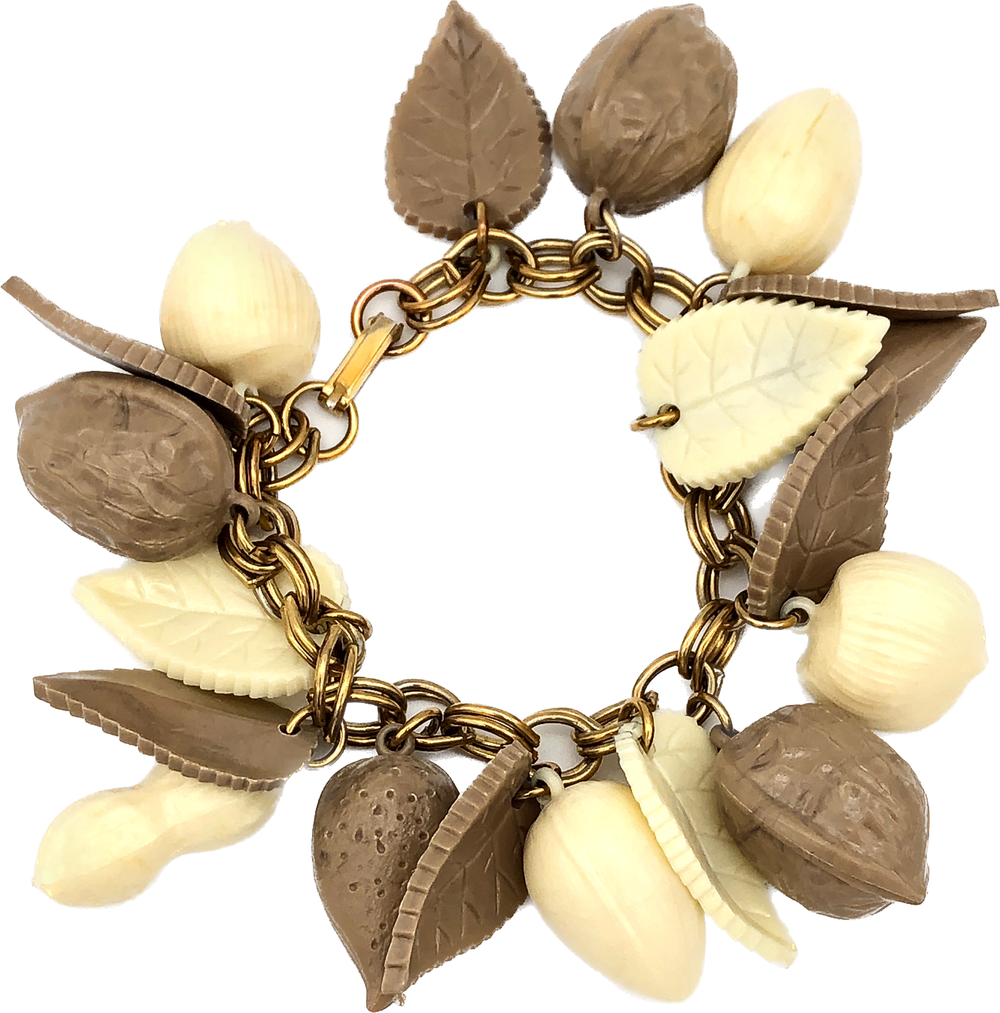 1960s NUTS Celluloid Charm Bracelet