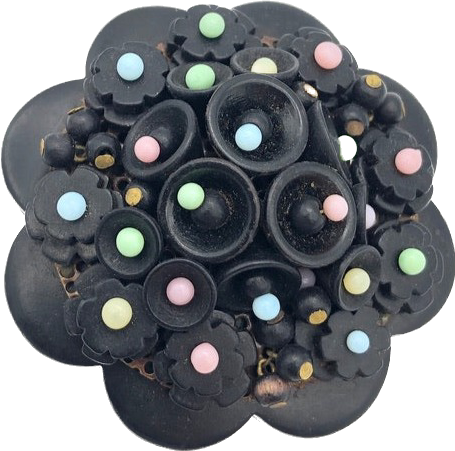 30s Czech Celluloid 3D Large Flower Brooch