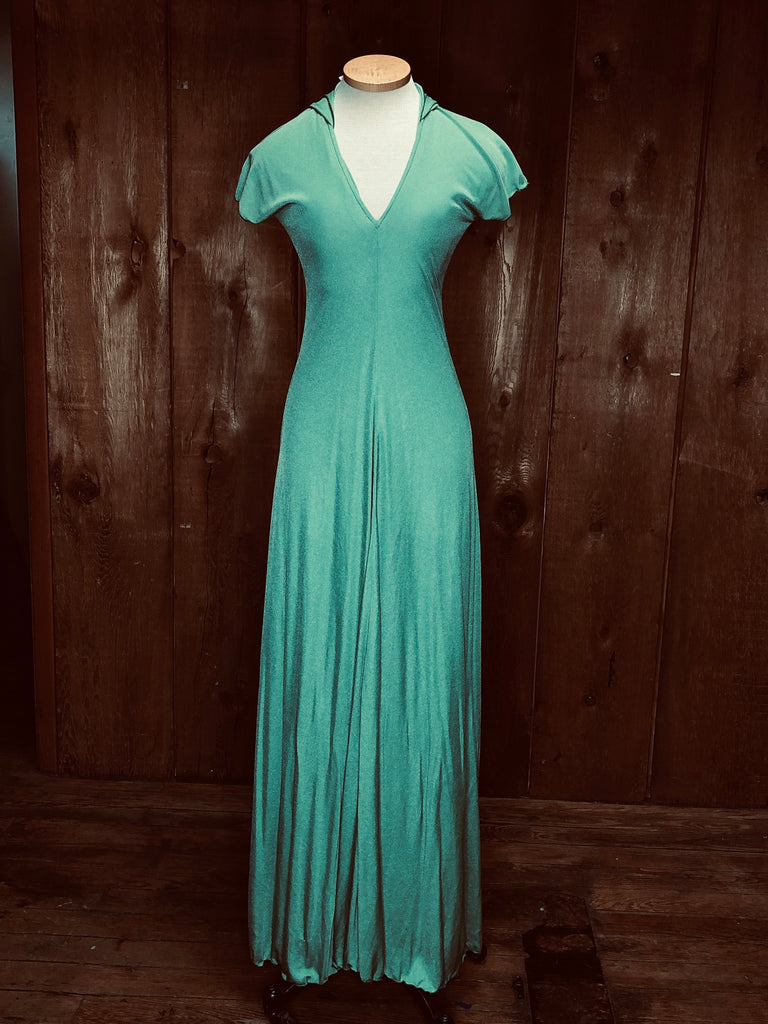 70s Foxy Lady Grn Hooded Maxi Dress S 70s Foxy Lady Grn Hooded Maxi Dress S