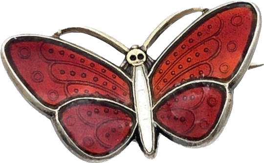 40s Aksel Holmsen Sterling Enamel Butterfly Pin