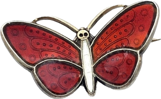 40s Aksel Holmsen Sterling Enamel Butterfly Pin