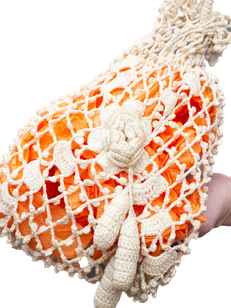 50s Crochet Cotton Dangle Purse