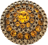 60s Amber Rhinestone on Filagree Domed Brooch