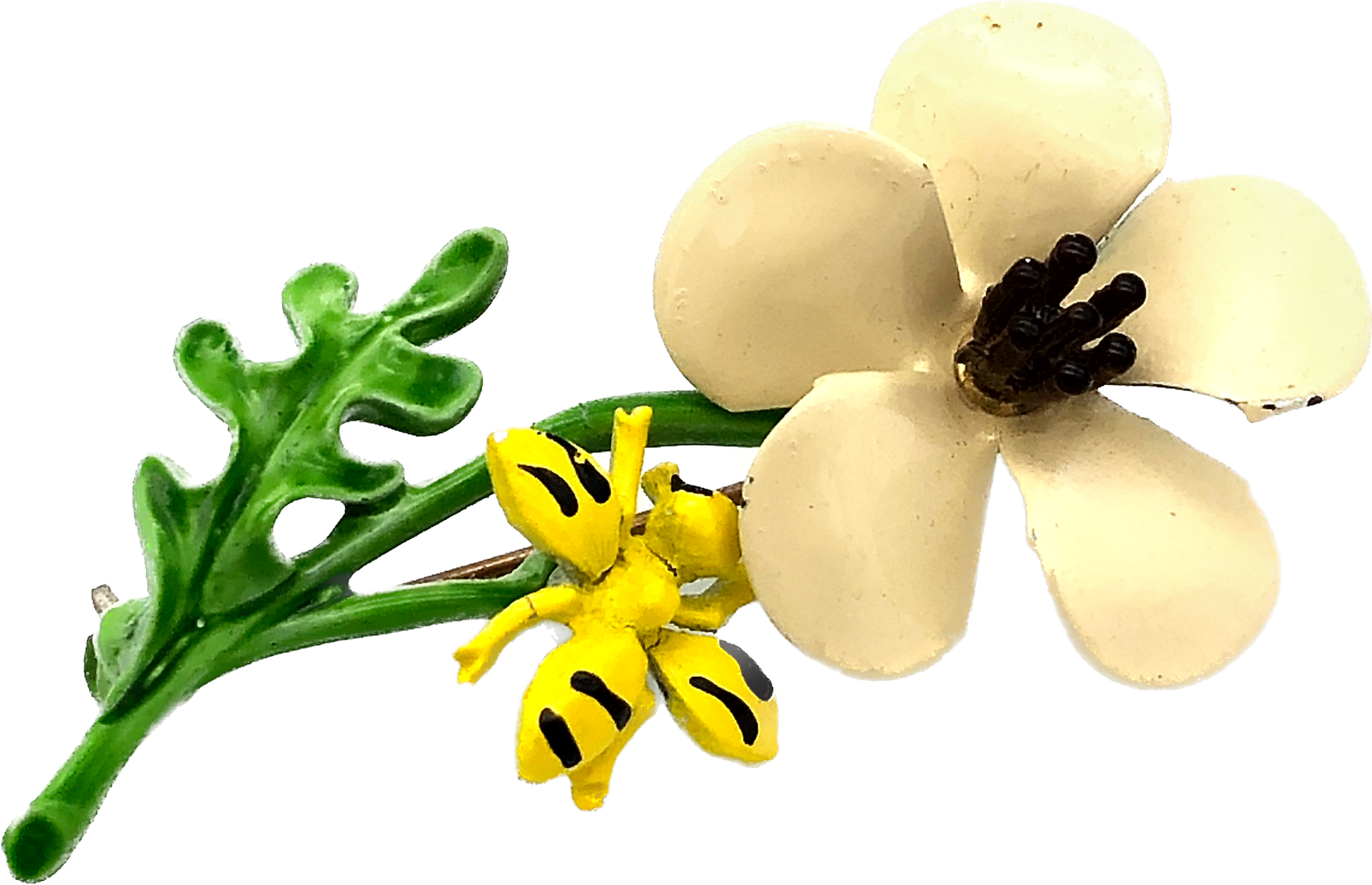 60s Enamel Flower & Bee Brooch