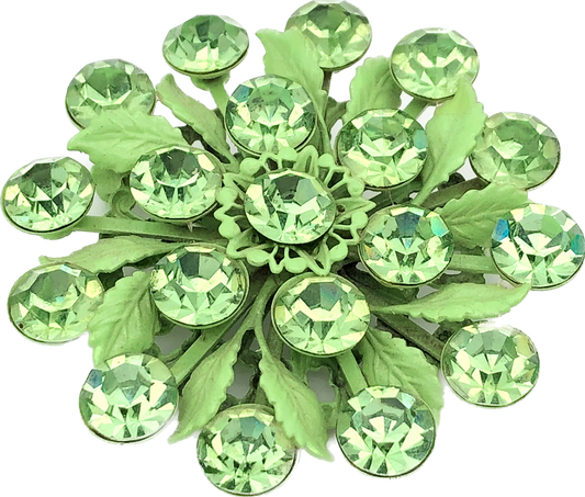 60s Green Burst Flower Brooch