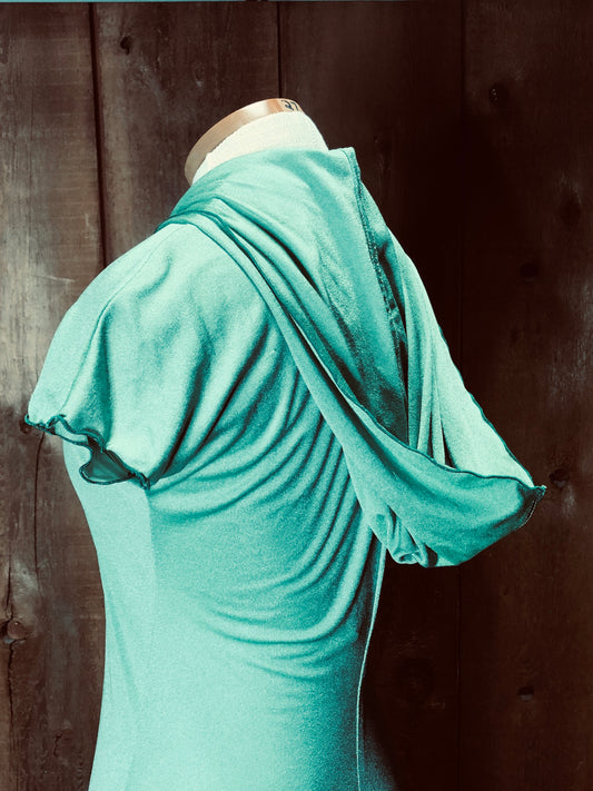 70s Foxy Lady Grn Hooded Maxi Dress     S