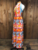 70s Momentum Red/Blue/Yllw Maxi Dress     S