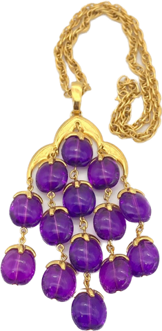 70s Crown Trifari Purple Lucite Waterfall Necklace