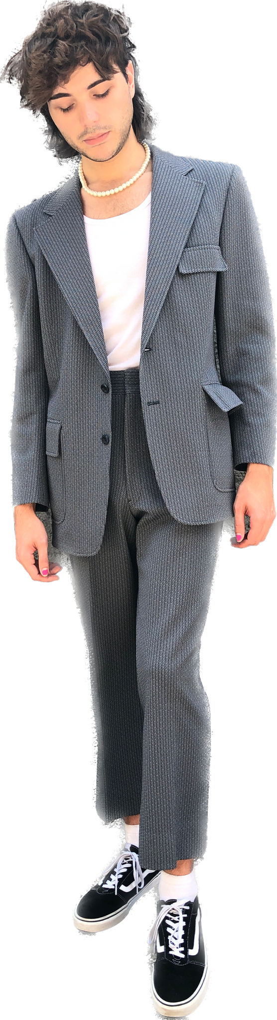 70s Curlee Navy Herringbone Suit    W31