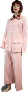 70s James Kenrob Flamingo Pink Pant Suit      M