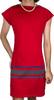 80s Red Jersey & Stripe  Dress    w36
