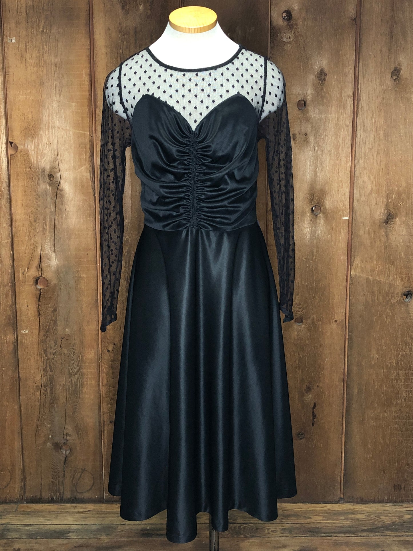 70s Ward Black Mesh Disco Dress        w35