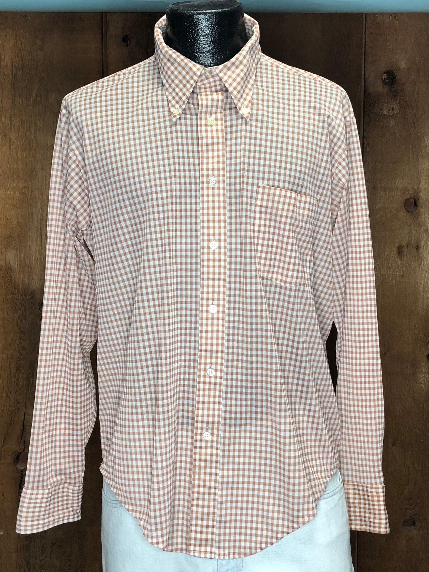 60s M.Ward Brwn Gingham Button-Down    L