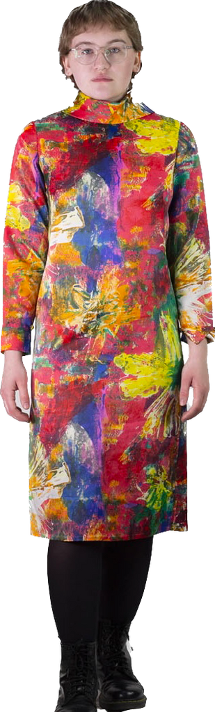 90s Etcetra Bold Watercolor Dress      w29