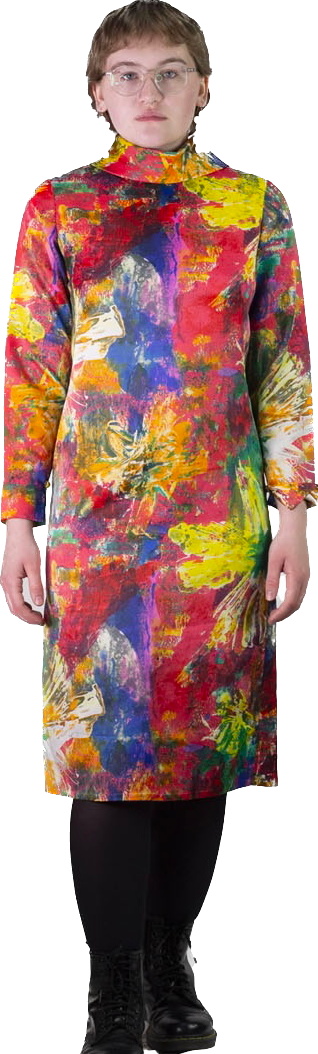90s Etcetra Bold Watercolor Dress      w29