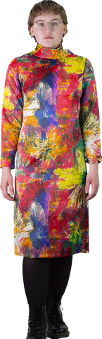 90s Etcetra Bold Watercolor Dress      w29