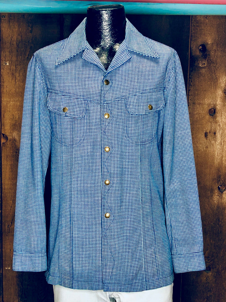 70s Lee Blue Houndstooth Jacket    M