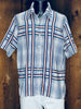 70s JCP Blue Window Plaid Shirt     L