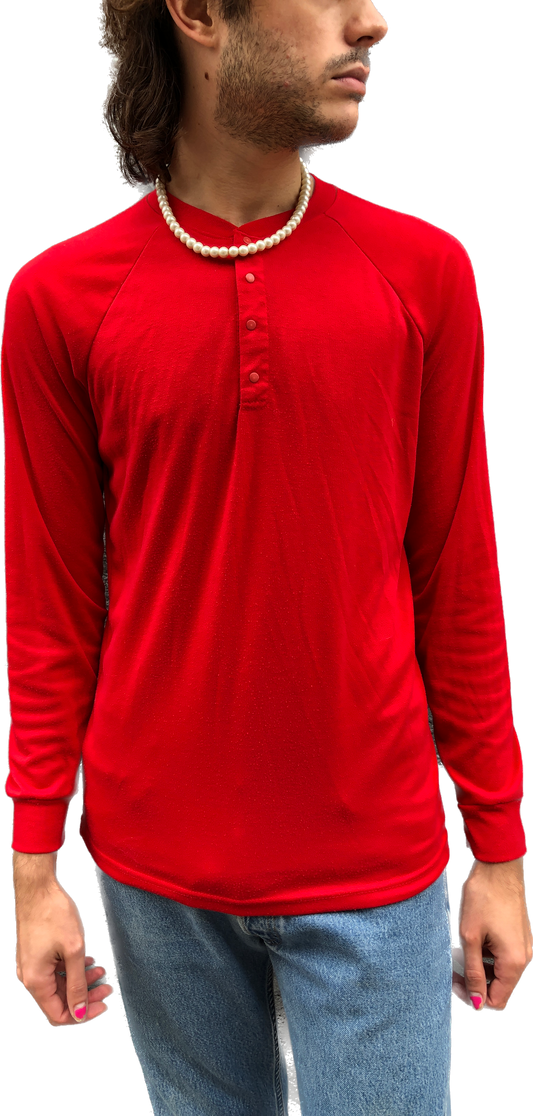 90s Patagonia Capiline Red Henley Shirt    L
